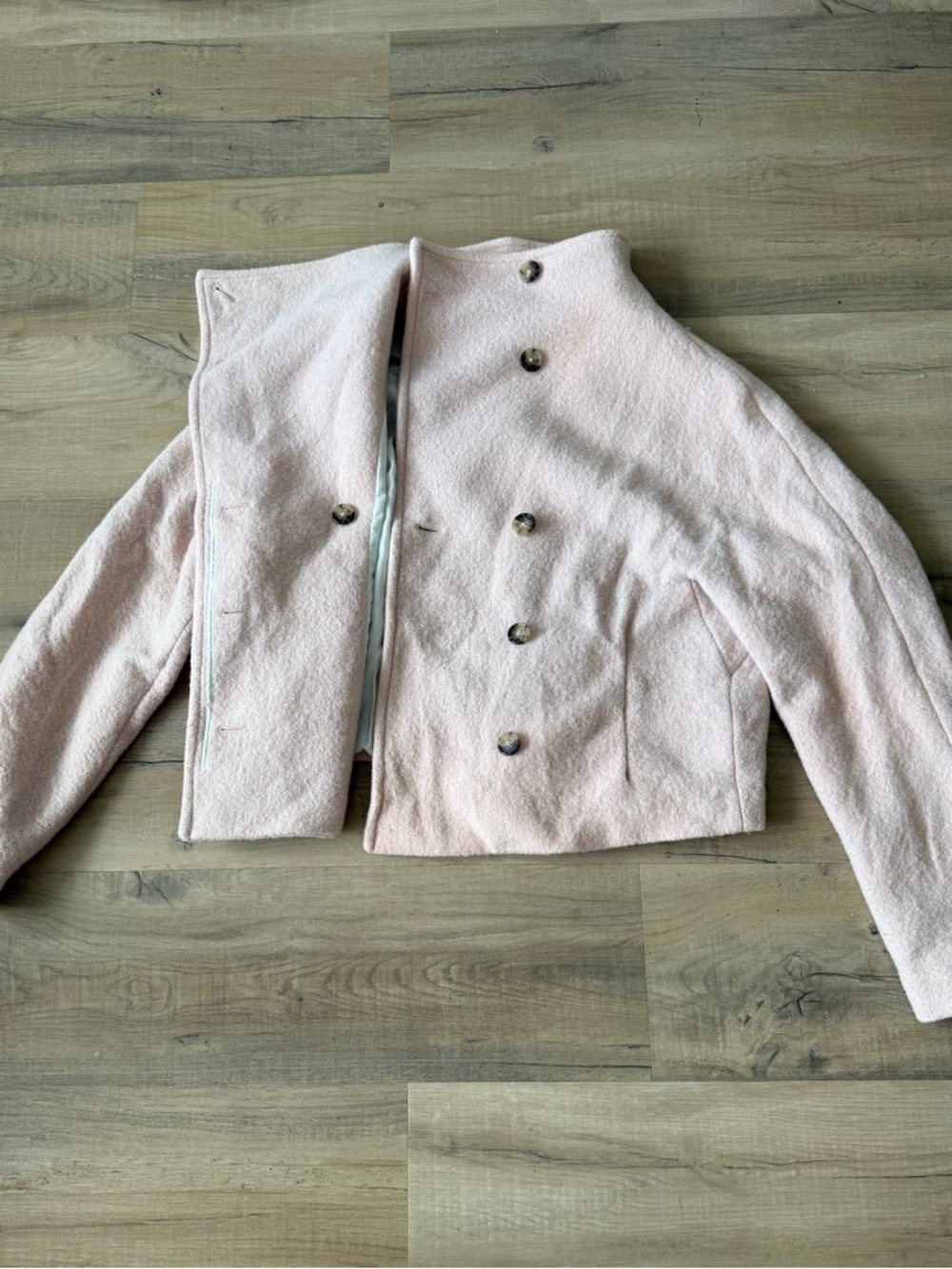 Aritzia Wilfred Blush Pink Merino Wool Bouclé Cropped Jacket - Medium - Picture 4 of 7